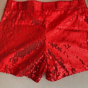 Spirit Halloween Red High Waist Sequin Shorts